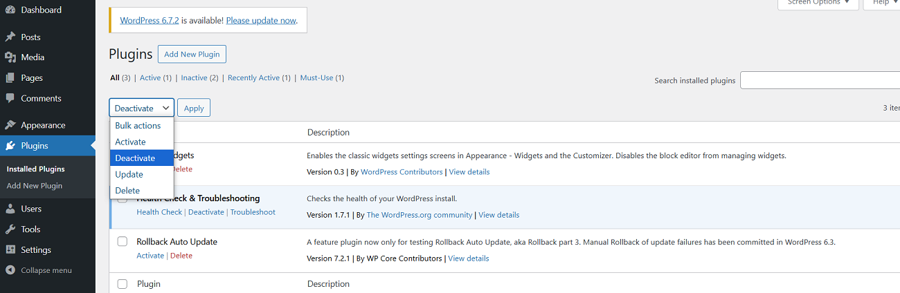 Deactivate WordPress Plugins to Remove 401 Unauthorized Error