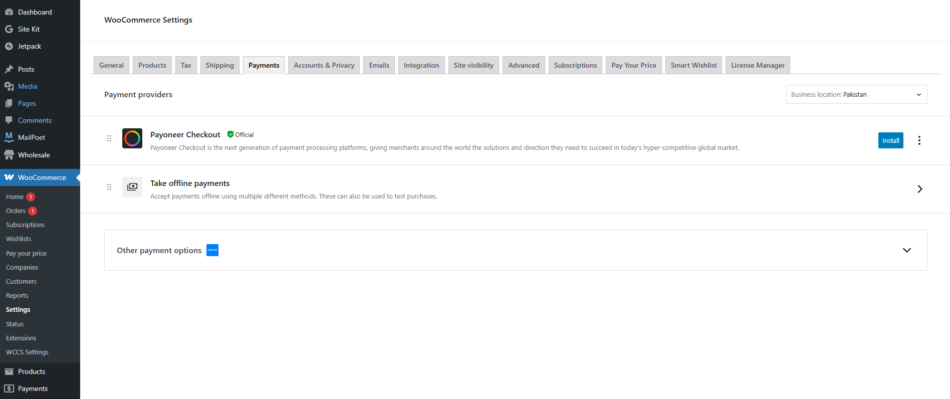 Streamlined Payment Settings