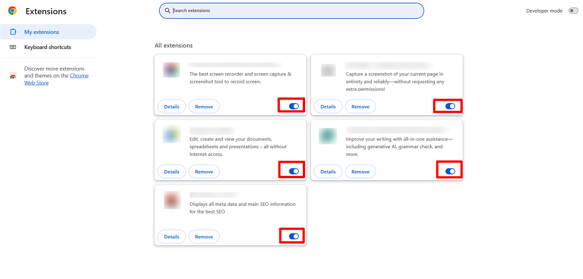Disable Browser Extensions