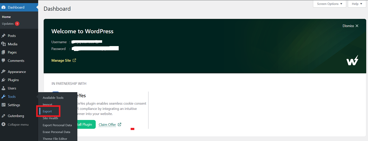 Exporting WordPress Site
