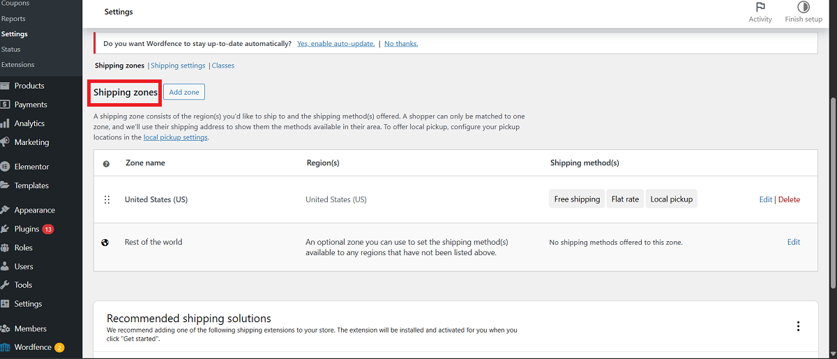 Shipping Zones Feature of WooCommerce