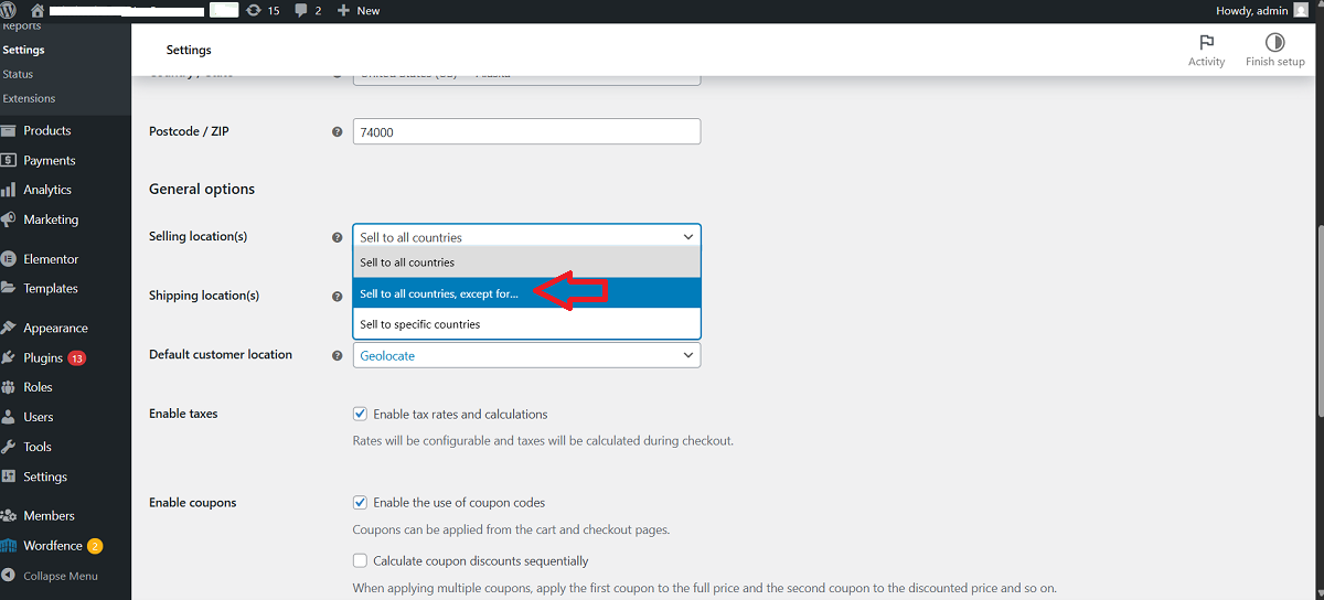 Sell to Specific Countries