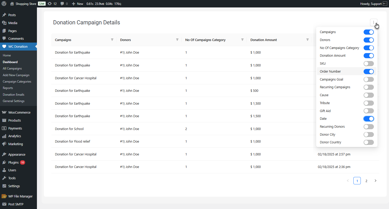 Donation Campaign Details Table - WPExperts Donation Campaign Details Table