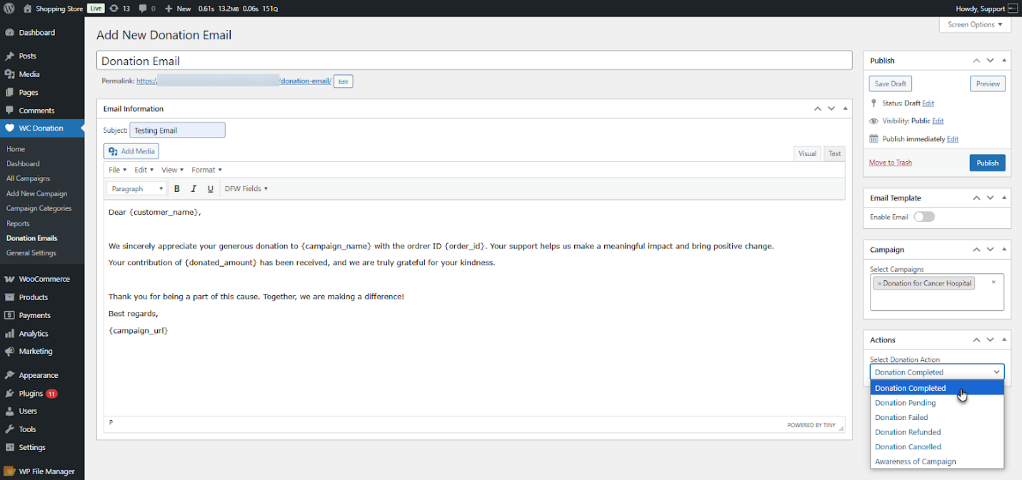 Donation Emails - WPExperts Donation Emails