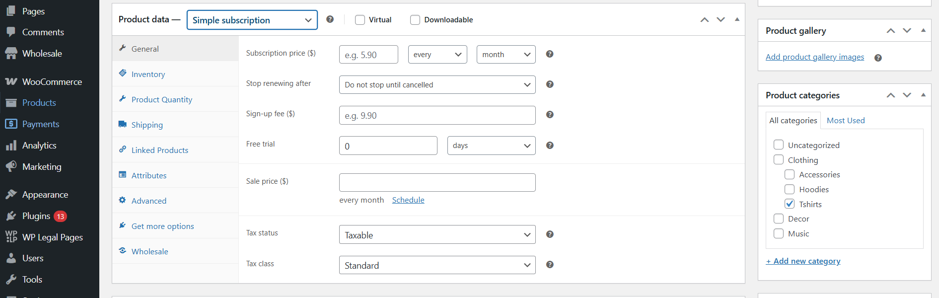 Simple subscriptions