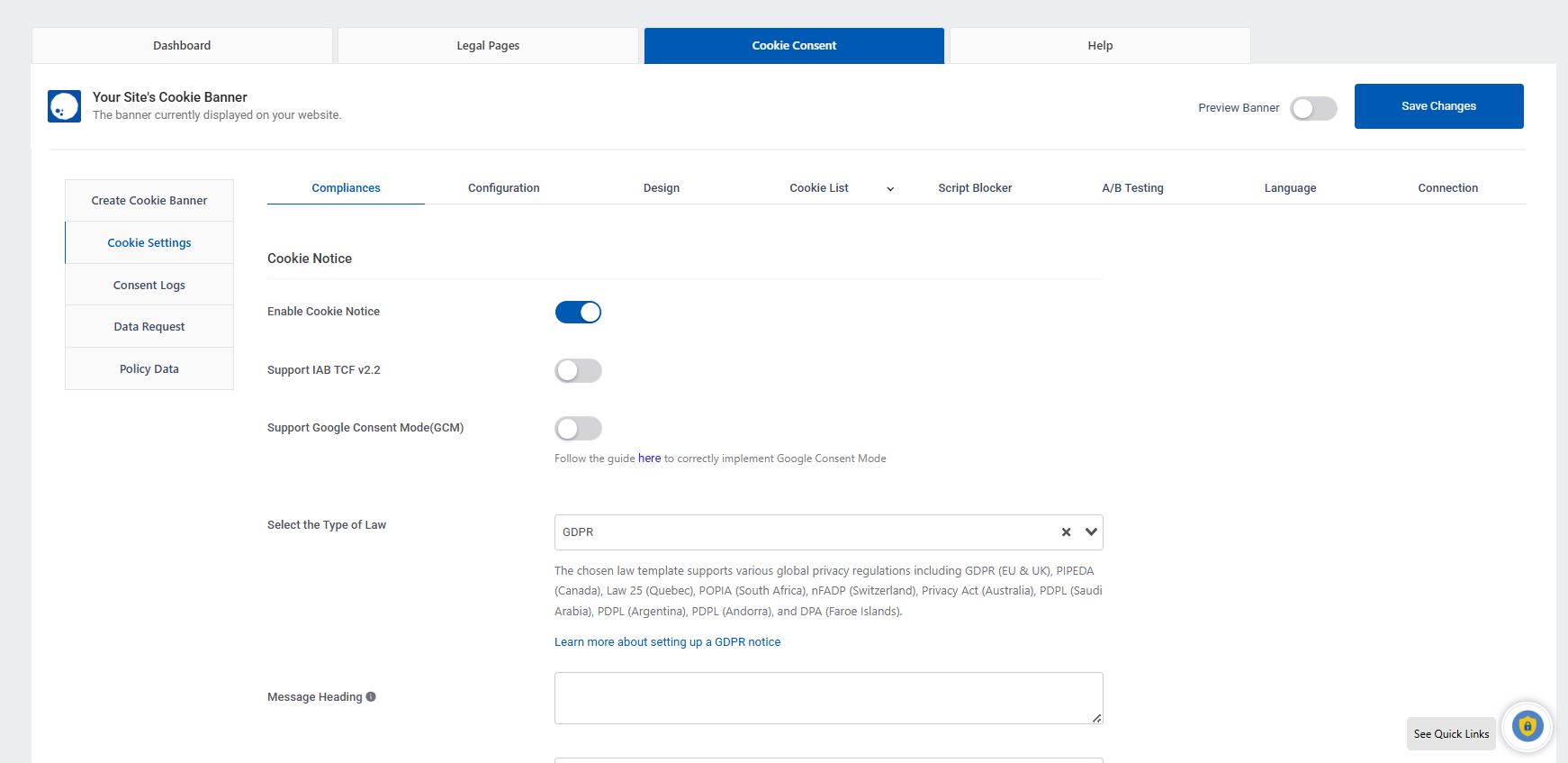 cookie setting options