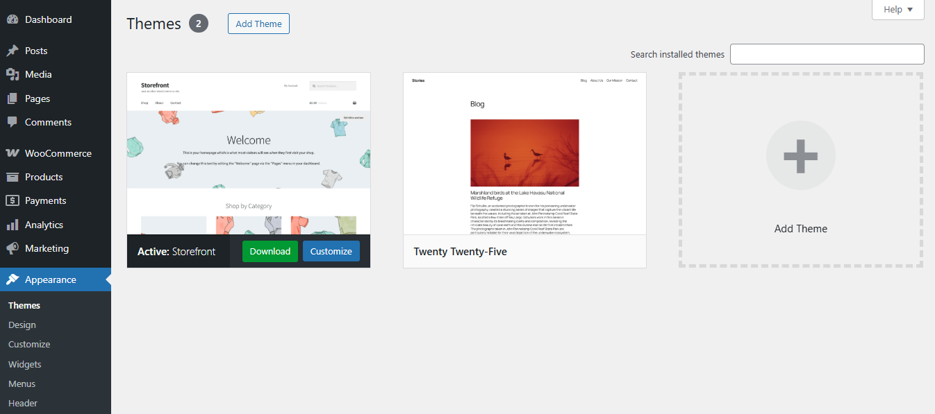 Activate Default WordPress Theme