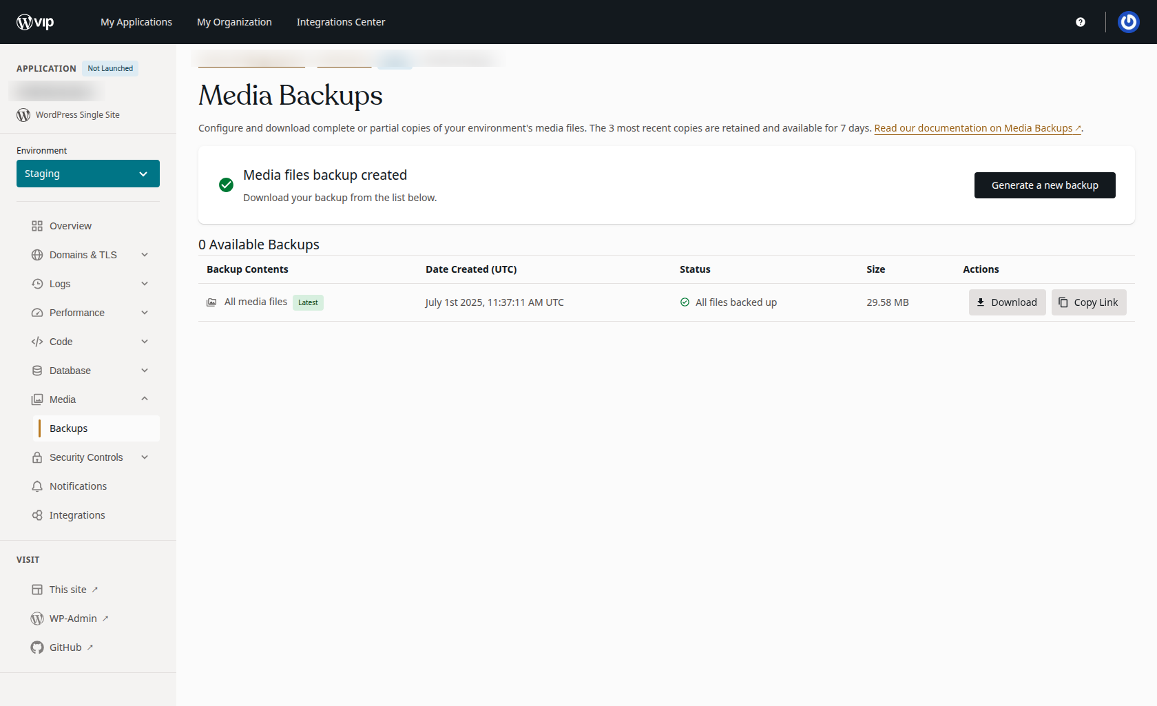 Completing the WordPress Site Backup Process