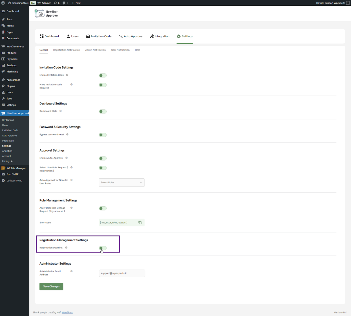Registration Deadline Controls