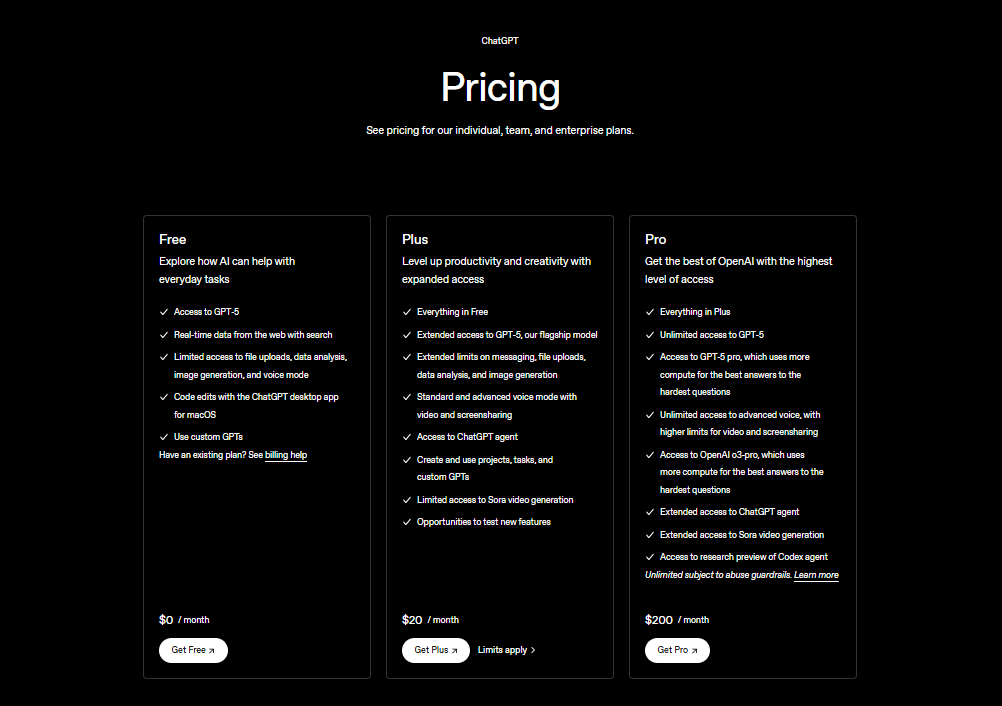 ChatGPT-5 Pricing