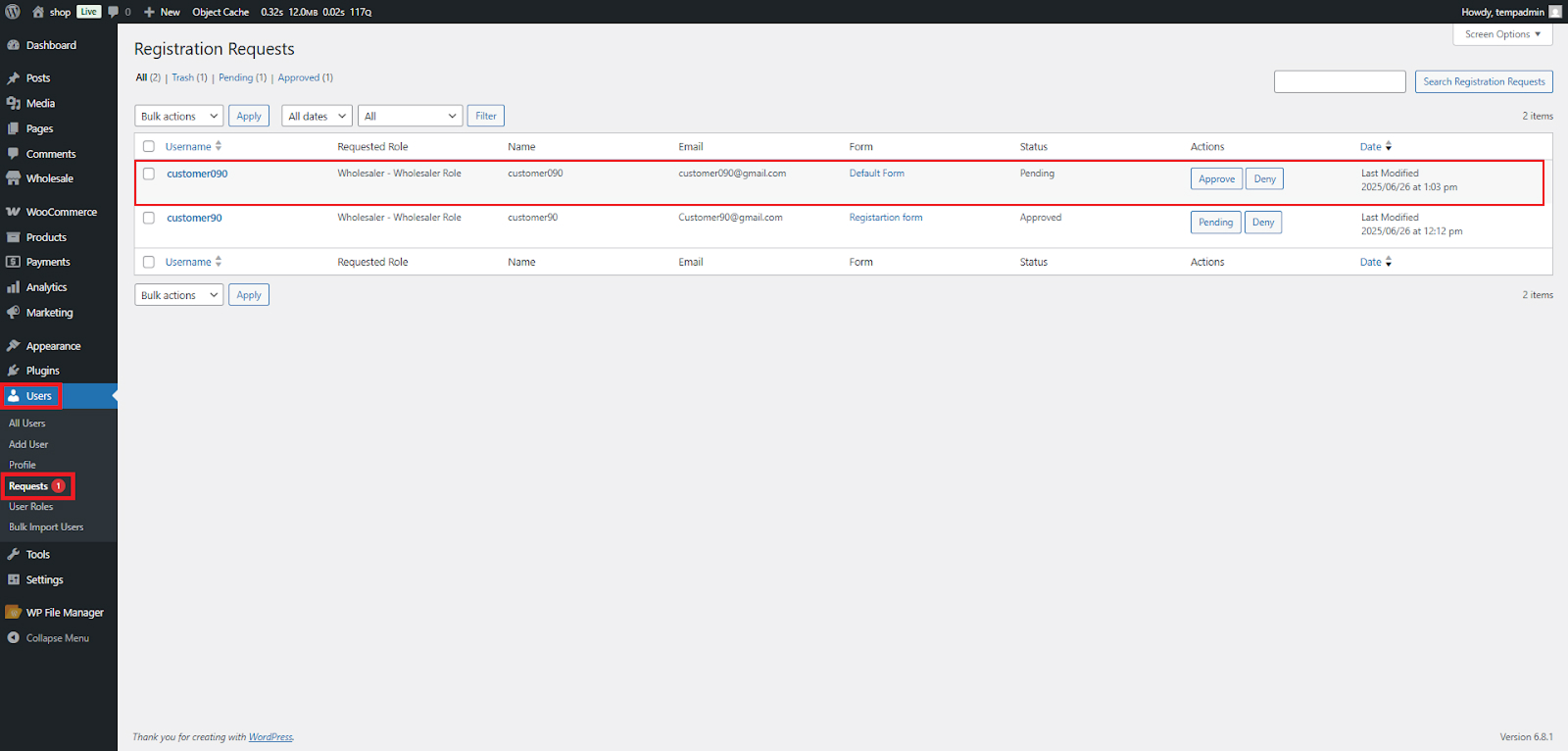 Chosen Wholesale Role is Shown in the Role Column - WPExperts Chosen Wholesale Role is Shown in the Role Column