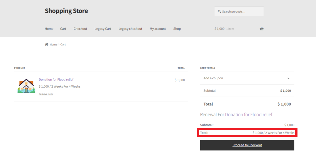 Donation Subscription Details