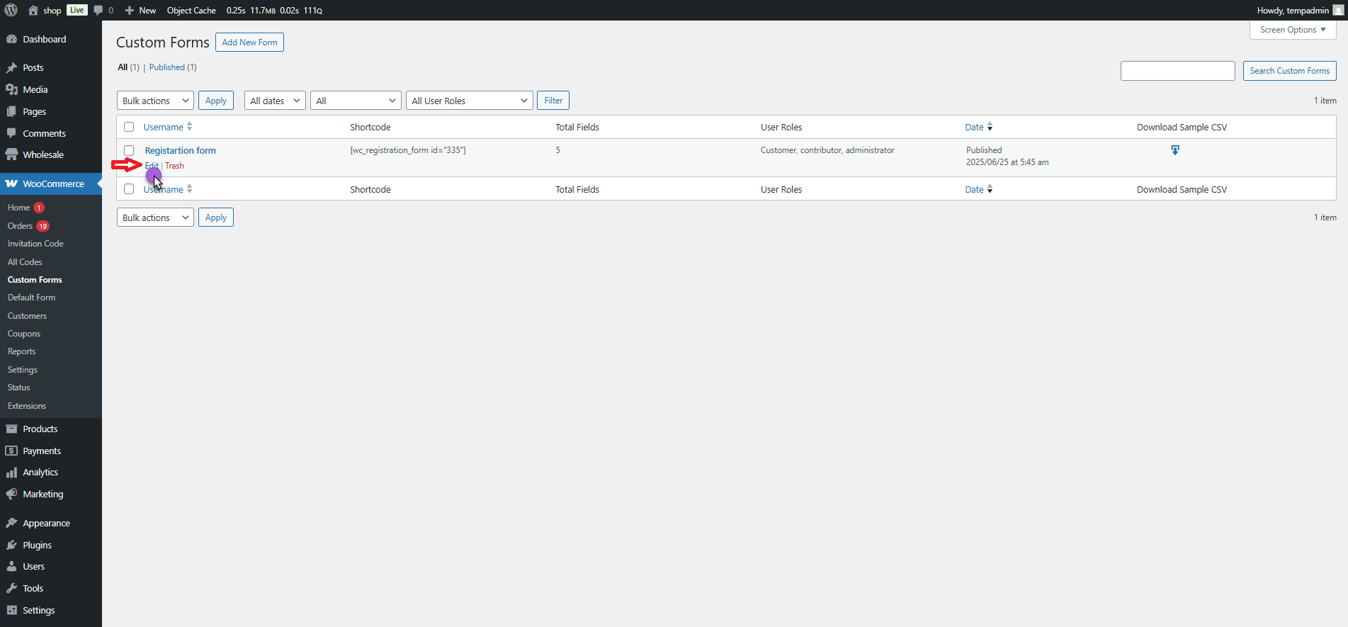 Edit Custom Forms - WPExperts Edit Custom Forms
