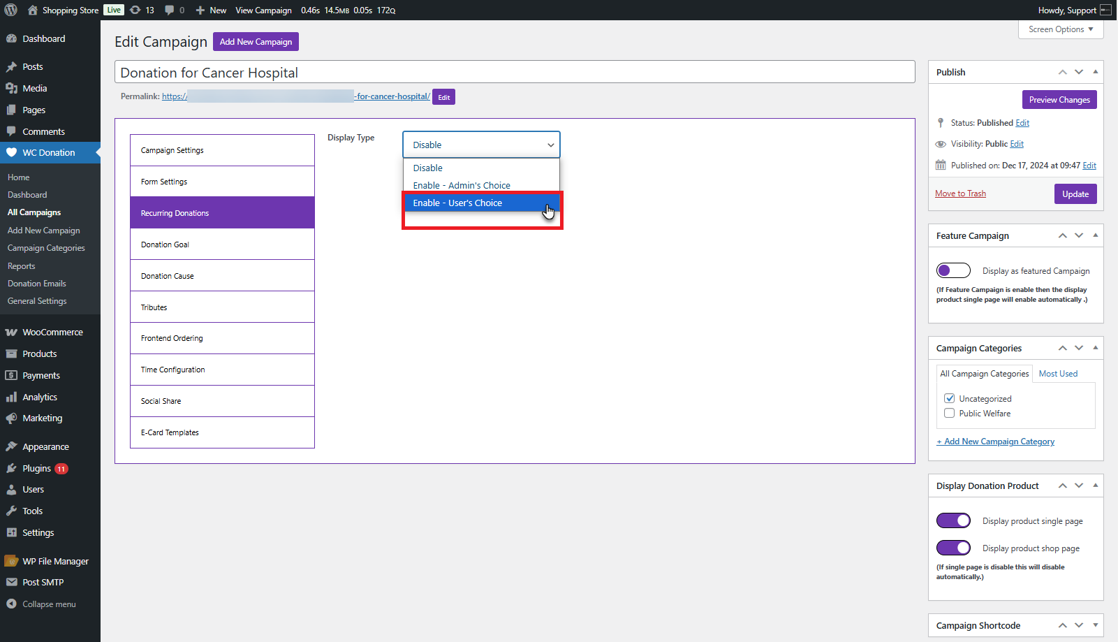 Enable User Choice Option