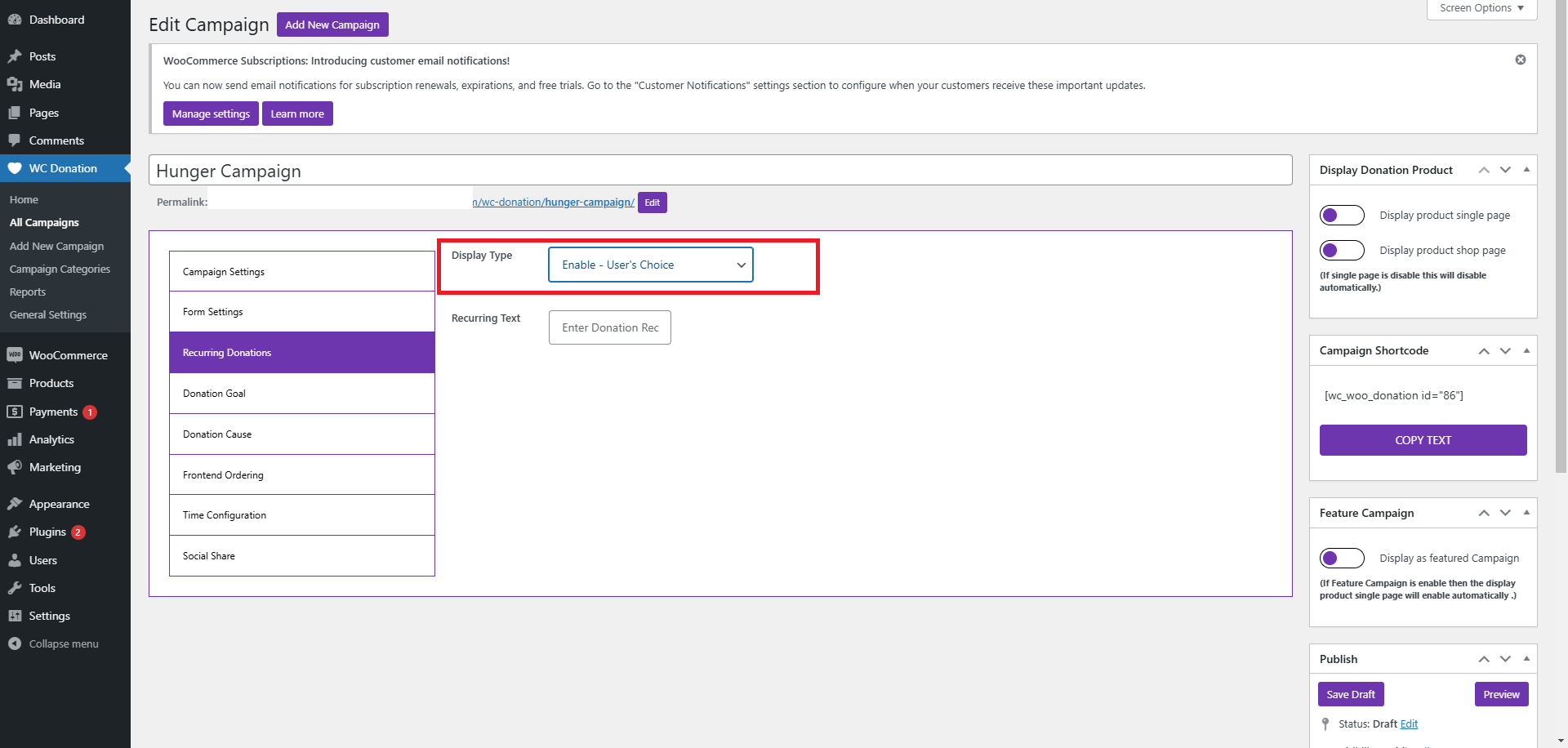 Enable User Choice