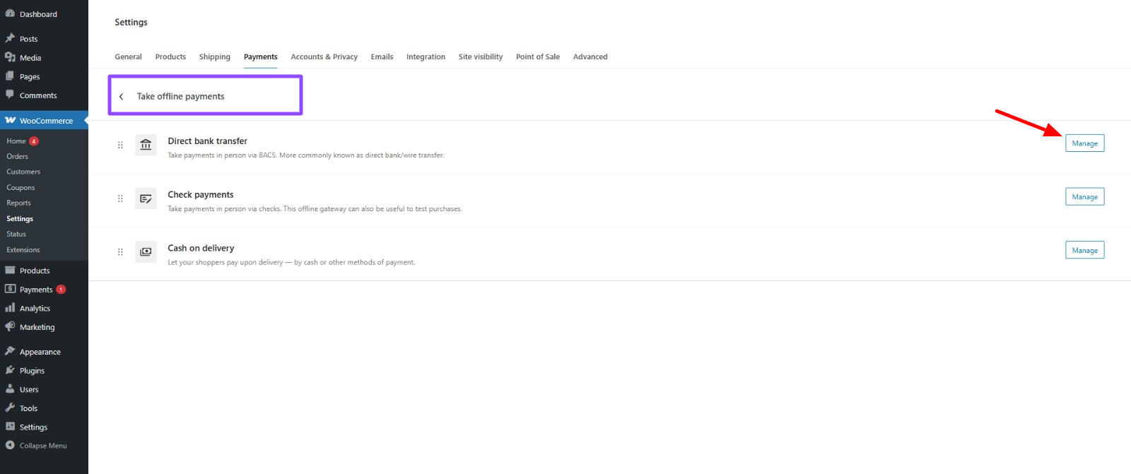 Enable your preferred payment methods by checking them