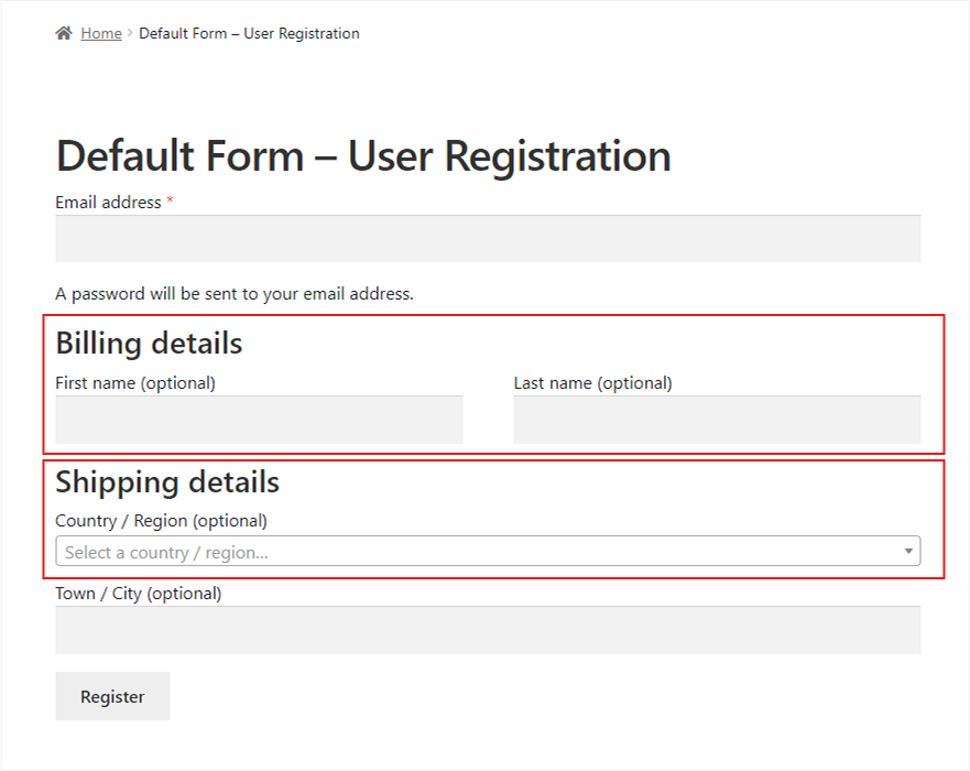 billing and shipping address