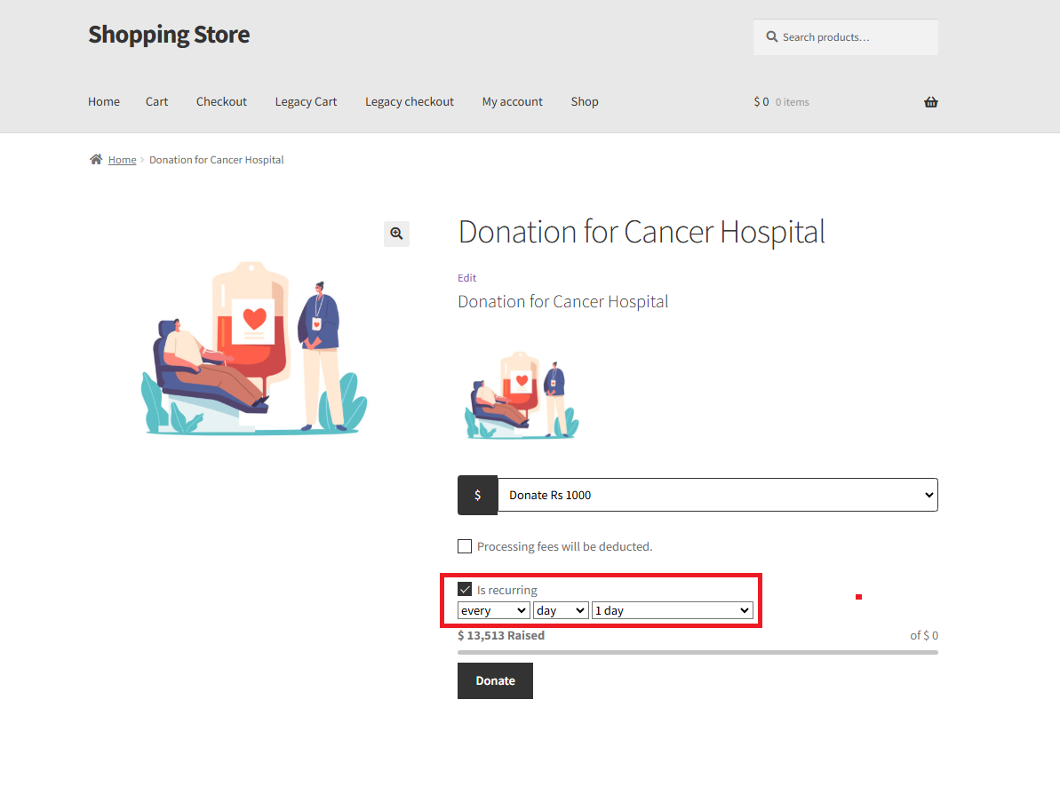 Interval Selection for the Recurring Donations Option
