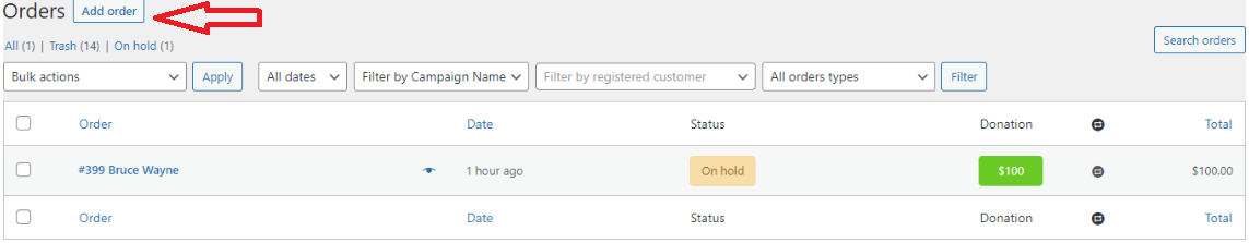 Orders Tab
