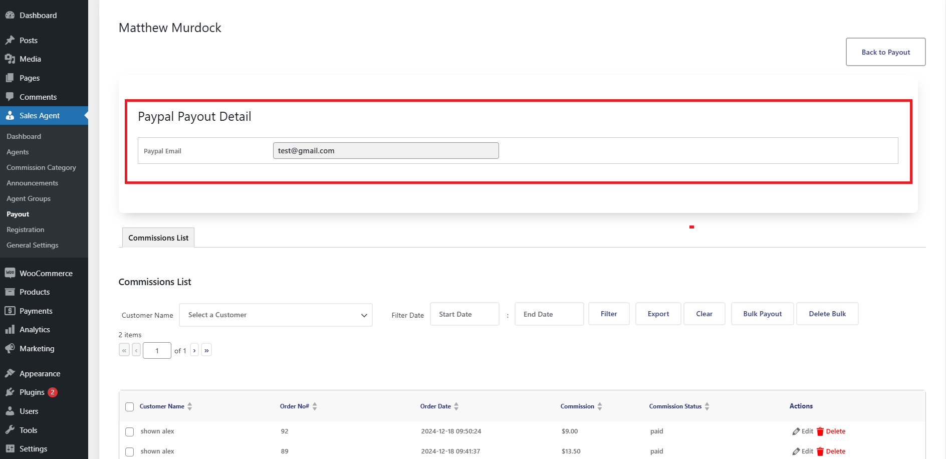 PayPal Payout Detail