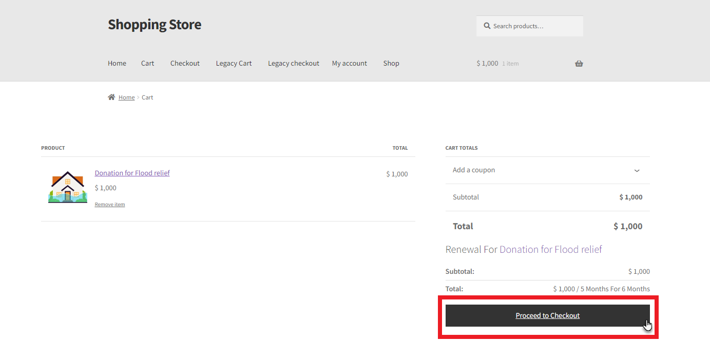 Proceed to Checkout Button