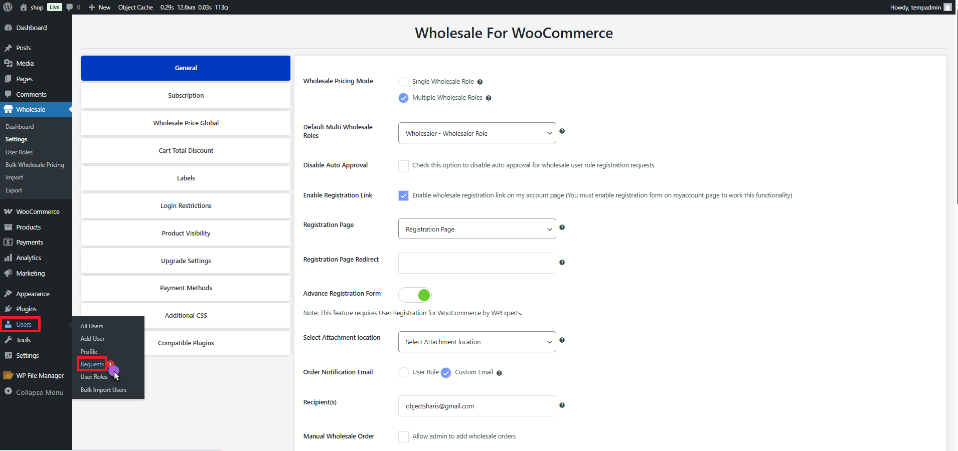 Registration Requests - WPExperts Registration Requests