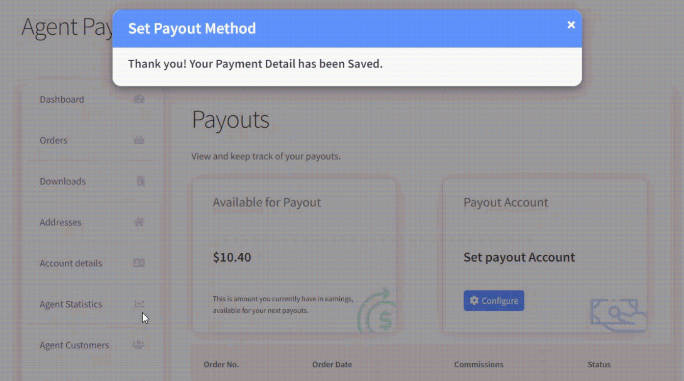 Set Bank Transfer as Payout Method