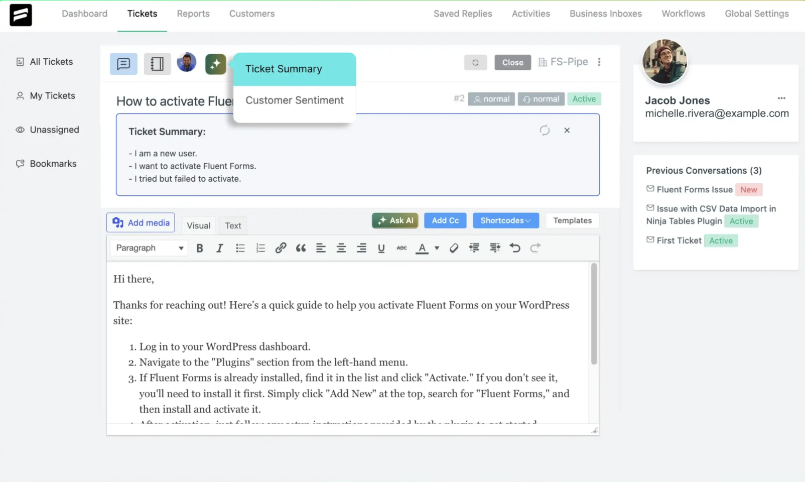 Ticket Summary - WPExperts Ticket Summary