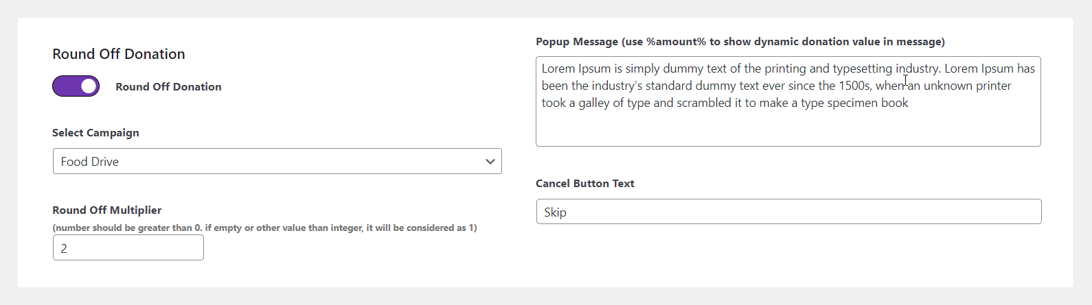 Activate Round-Off Donations