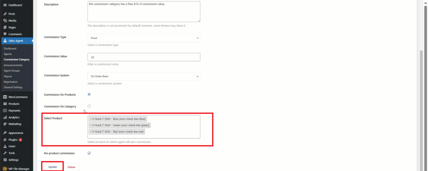 Category-Based Commission