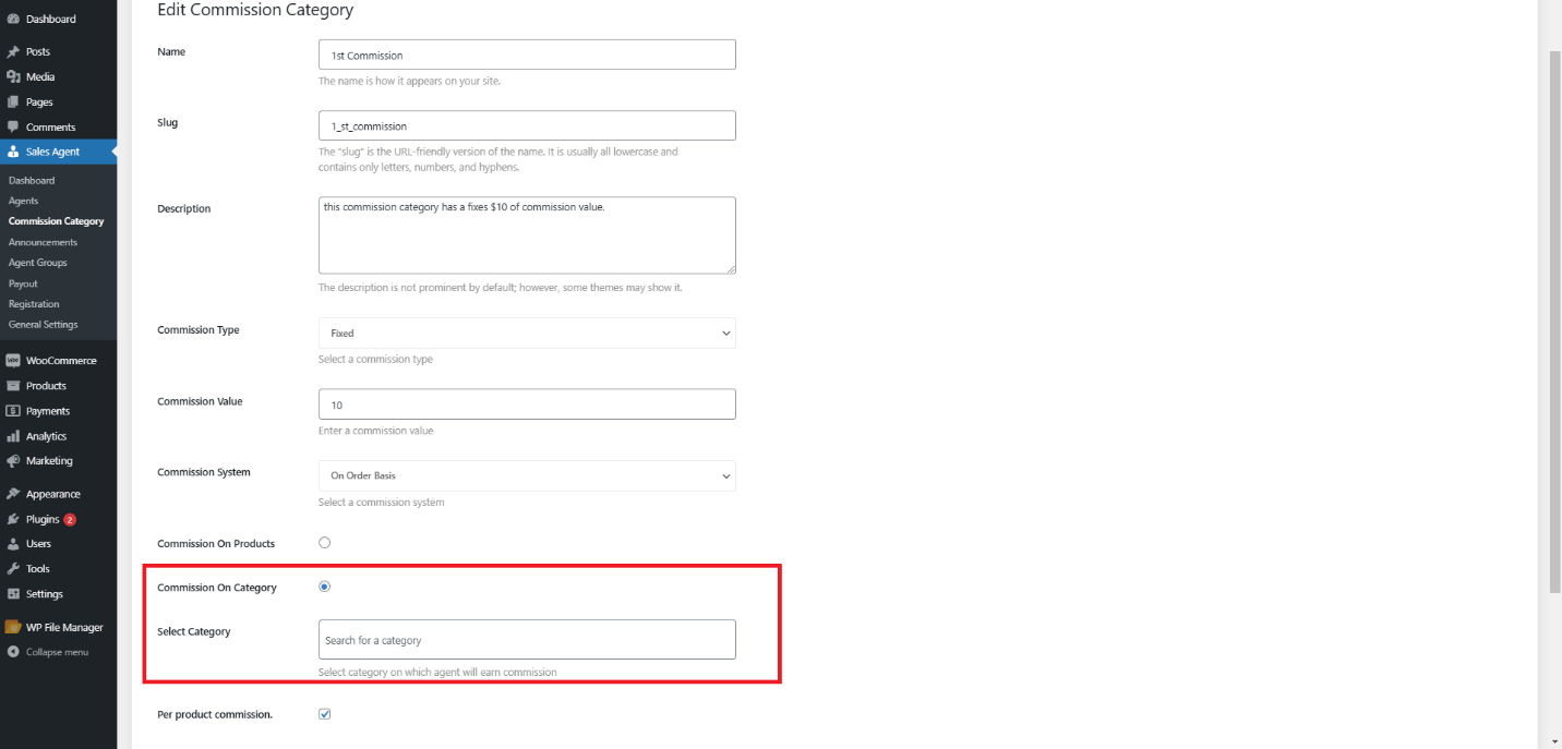 Commission on Category