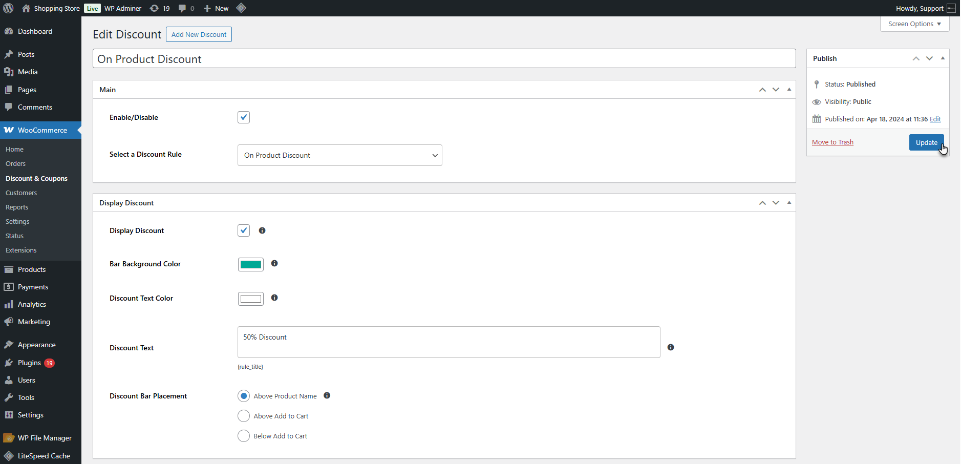 Discount Display on Product Page