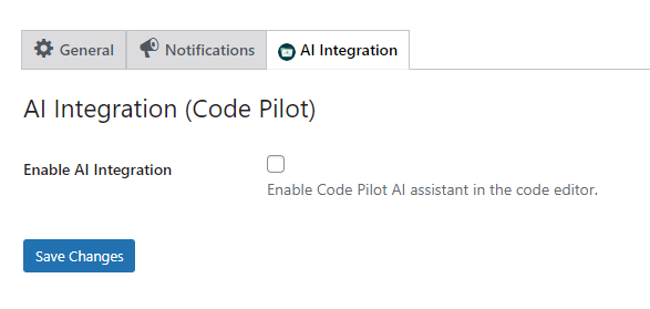 Enable AI Integration checkbox - WPExperts Enable AI Integration checkbox