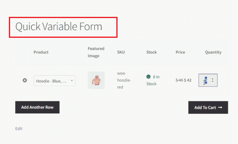 Front End Impact of Quick Variable Form