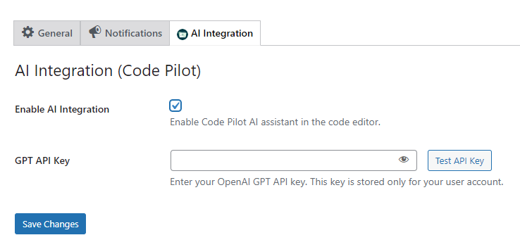 GPT API Key box - WPExperts GPT API Key box