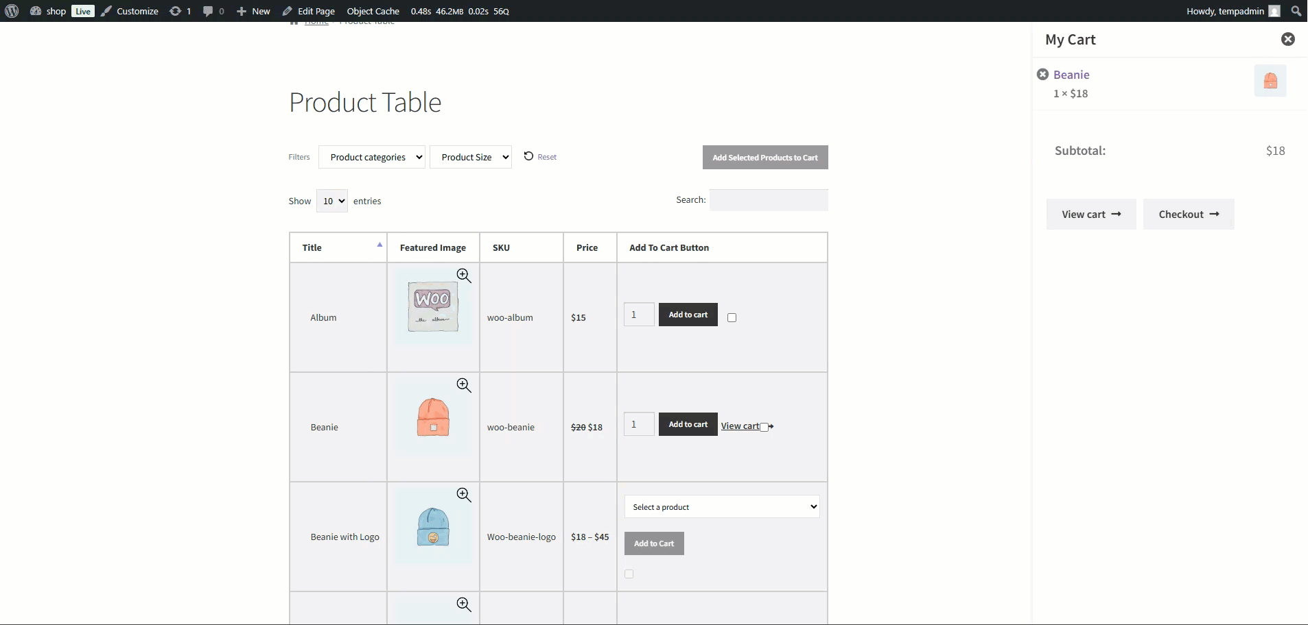 Mini Cart One-Page - WPExperts Mini Cart One-Page