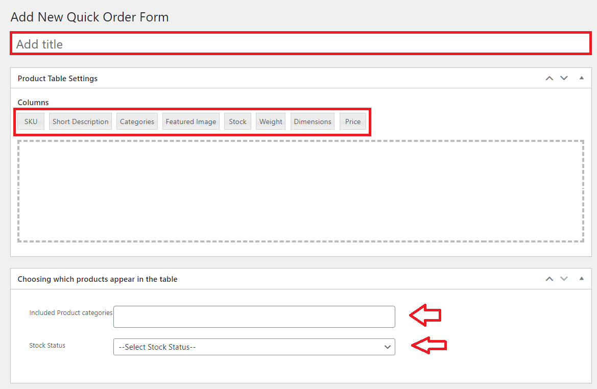 Order Form Details
