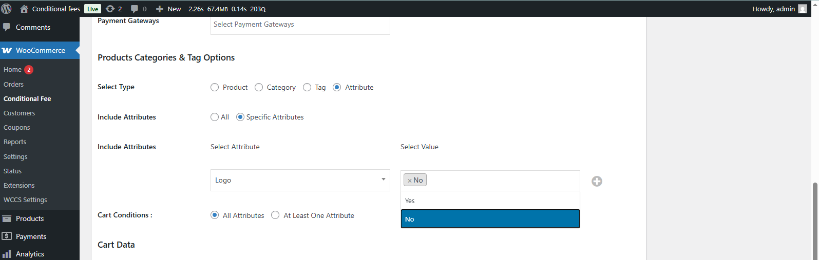 Product Attribute Conditional Fee