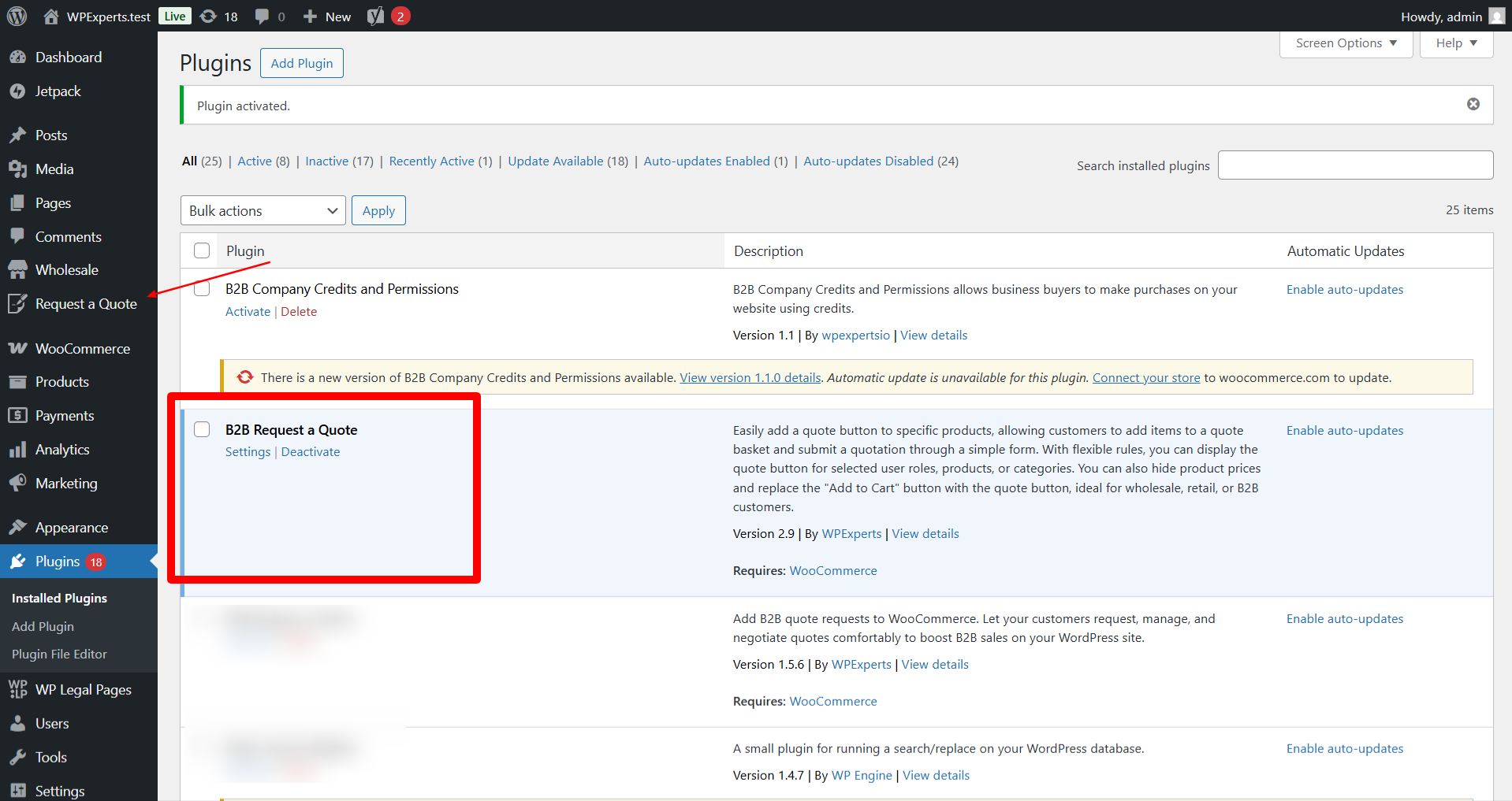 Request a Quote Settings