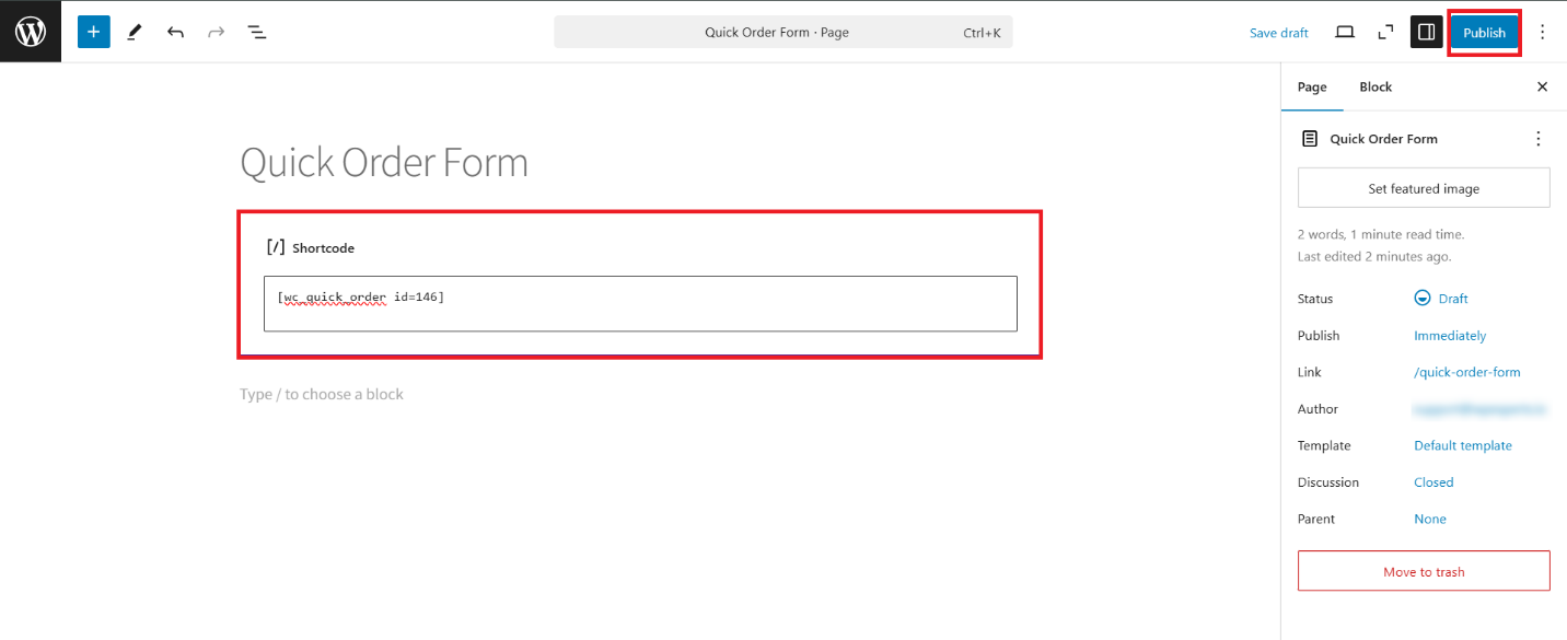 Shortcode Quick Order Form - WPExperts