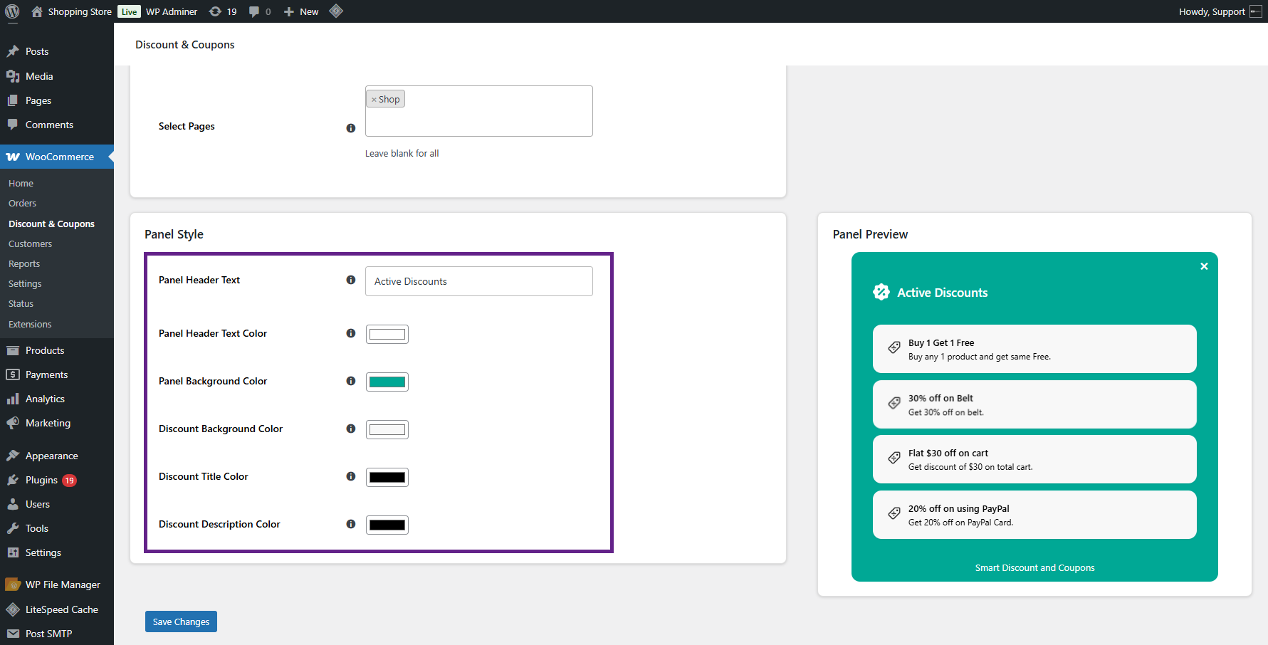 Sticky Button Panel Style