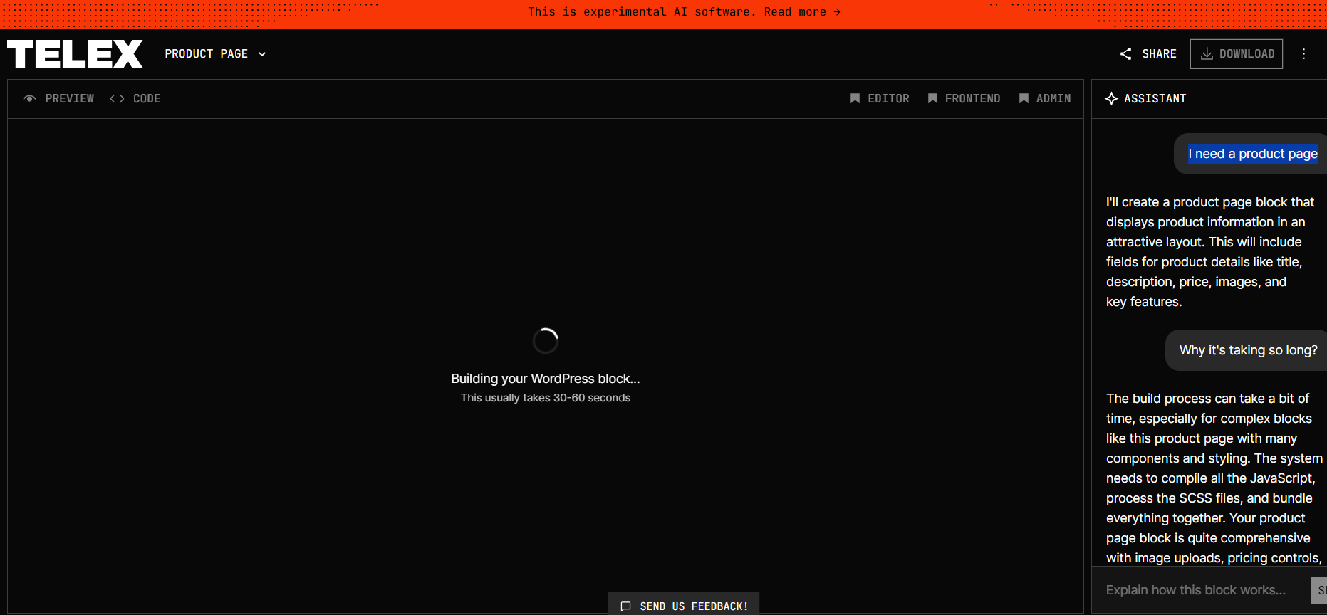 WordPress Telex Prompt