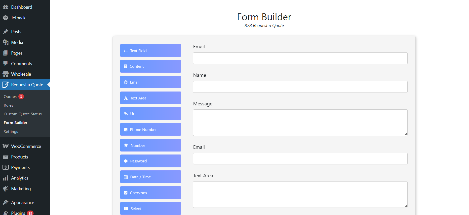 WordPress dashboard
