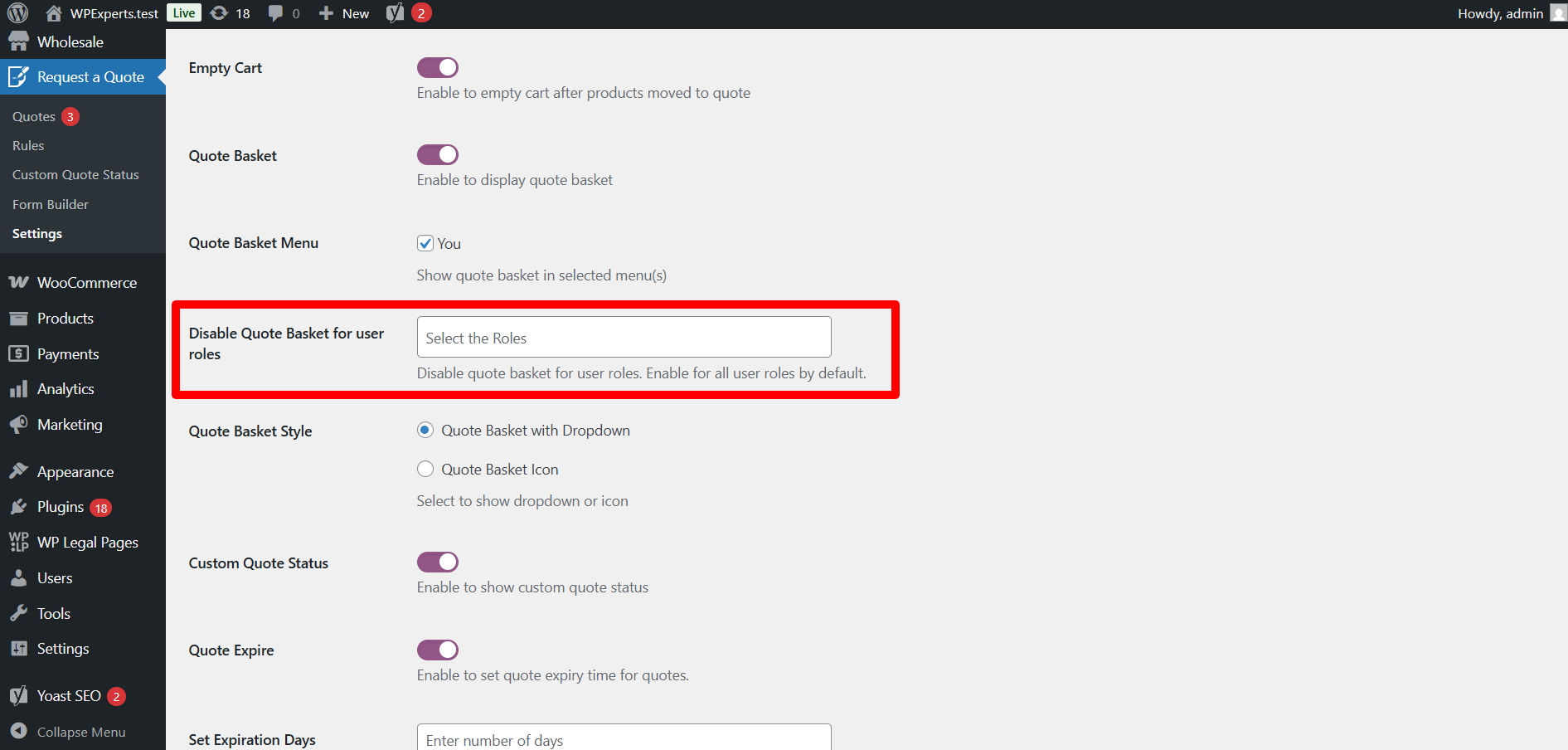 You can disable it for particular user role