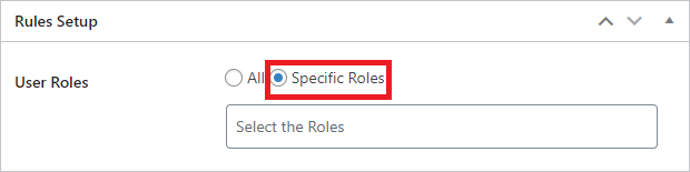 Rules Setup Specific User Roles