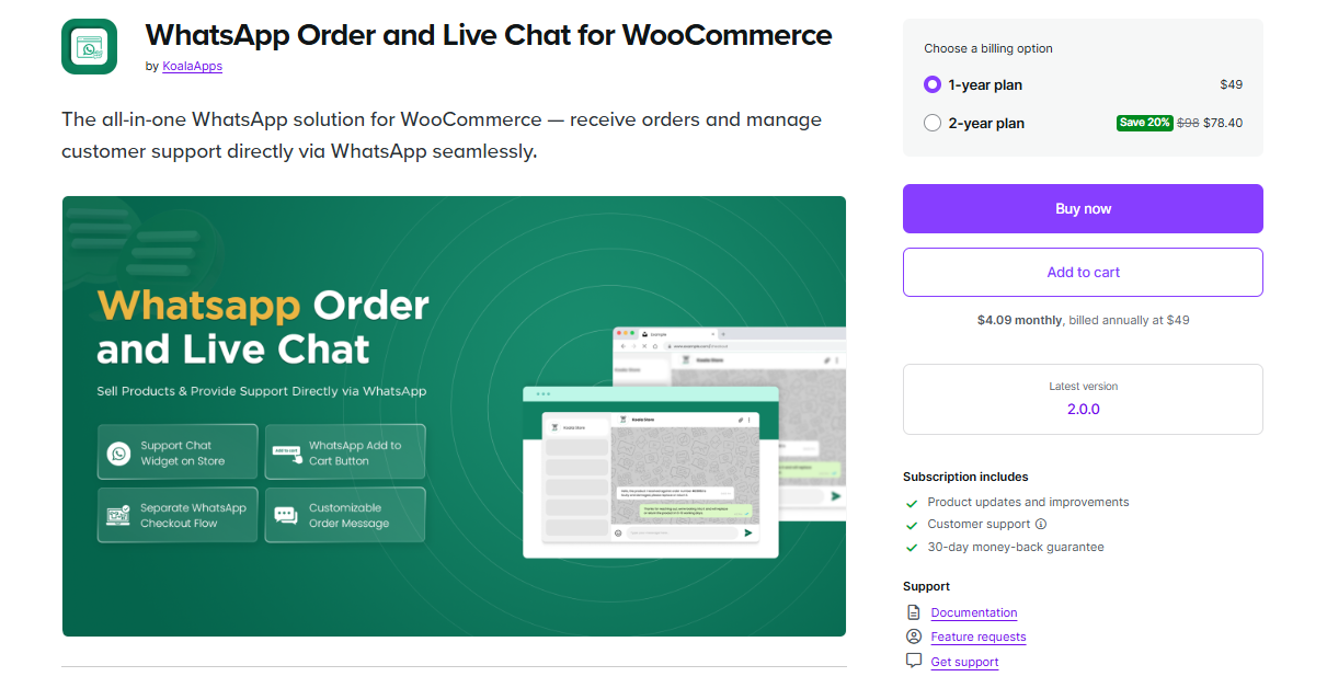 WhatsApp Order and Live Chat for WooCommerce
