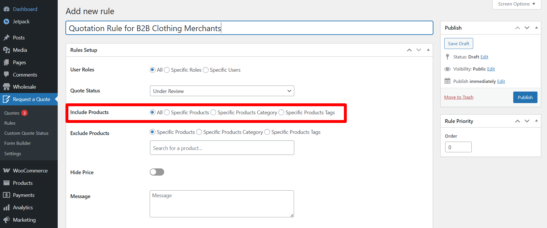 Which products or categories does it include or exclude