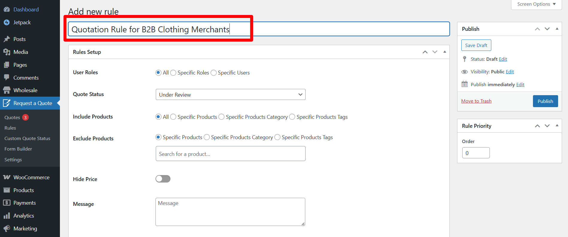 Wholesale Category Rule