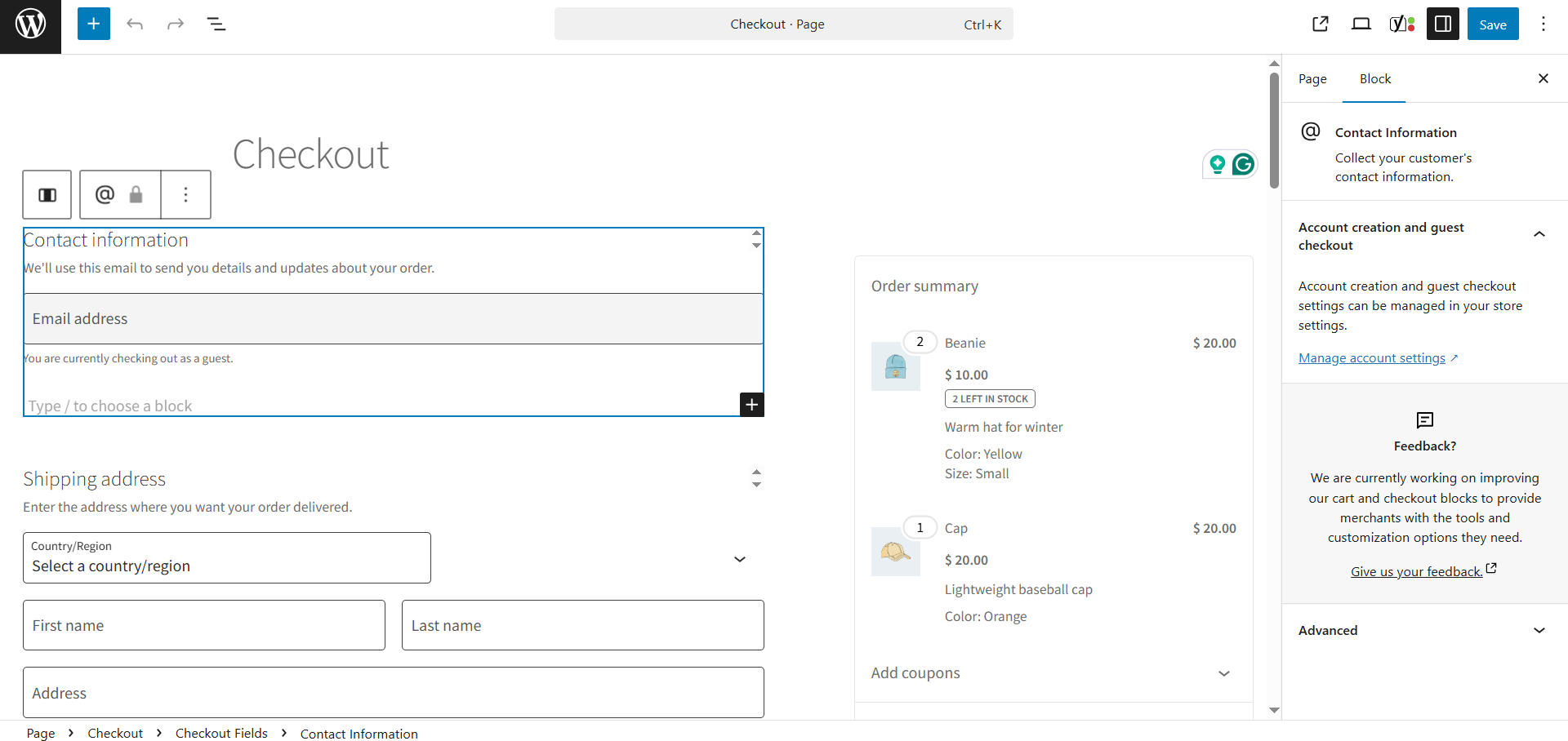 WooCommerce Checkout Block