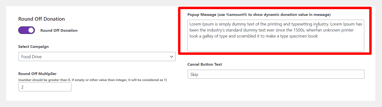 Customize the Popup Message